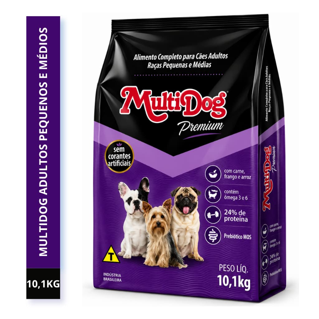 Multidog Premium Ração Para Cães de Pequeno Porte Raças Pequenas e Medias 10,1kg