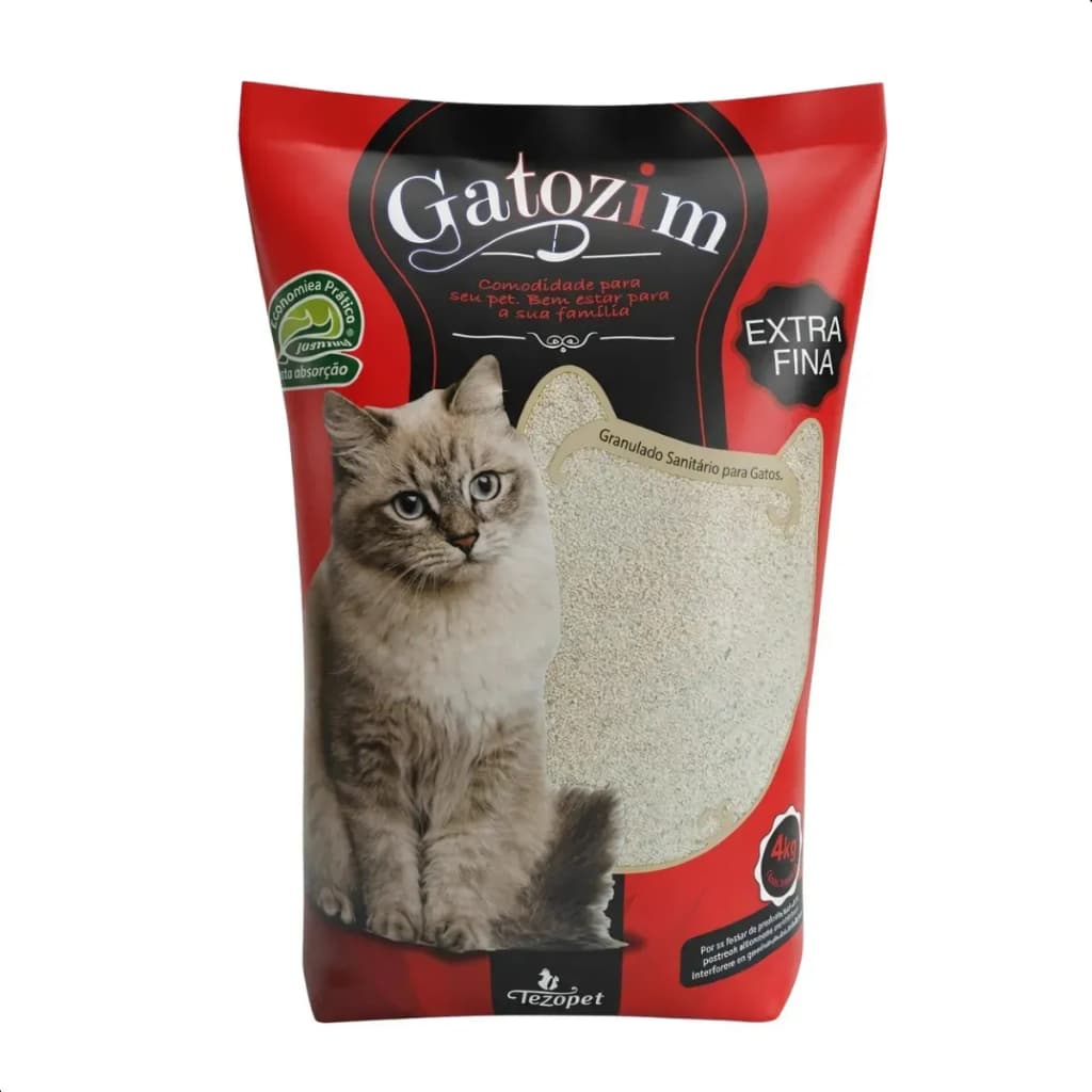 Areia para Gato Gatozim 4kg 100% Natural Extra Fina Areia Higiênica Sanitária para Gatos