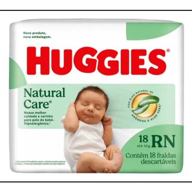 FRALDA INF HUGGIES NATURAL CARE JUMBO RN C/18UN