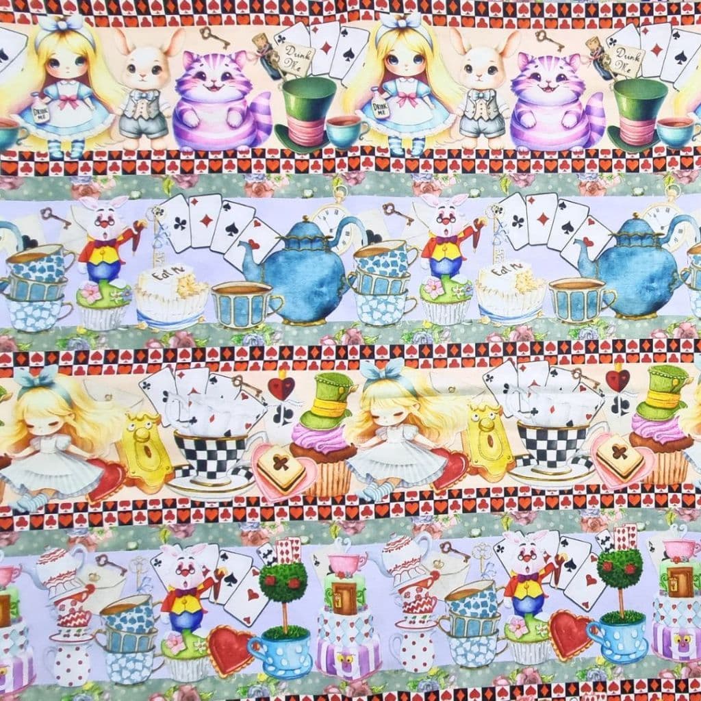 Tecido Patchwork Digital (60 cm) Barrado País das Maravilhas RV40/38
