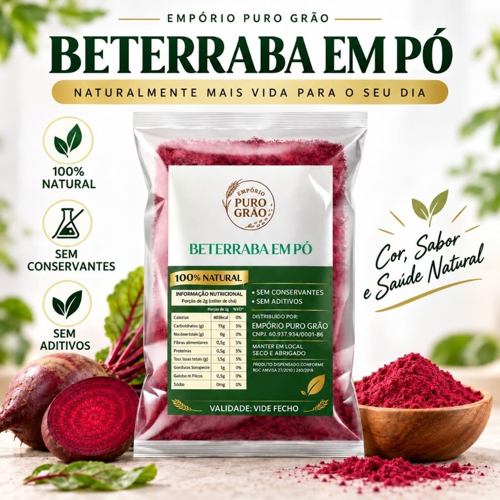 Suplementos Alimentar Farinha de Beterraba em Pó 100% Pre Treino Sem Cafeína Nutrição Po de Beterraba Pura