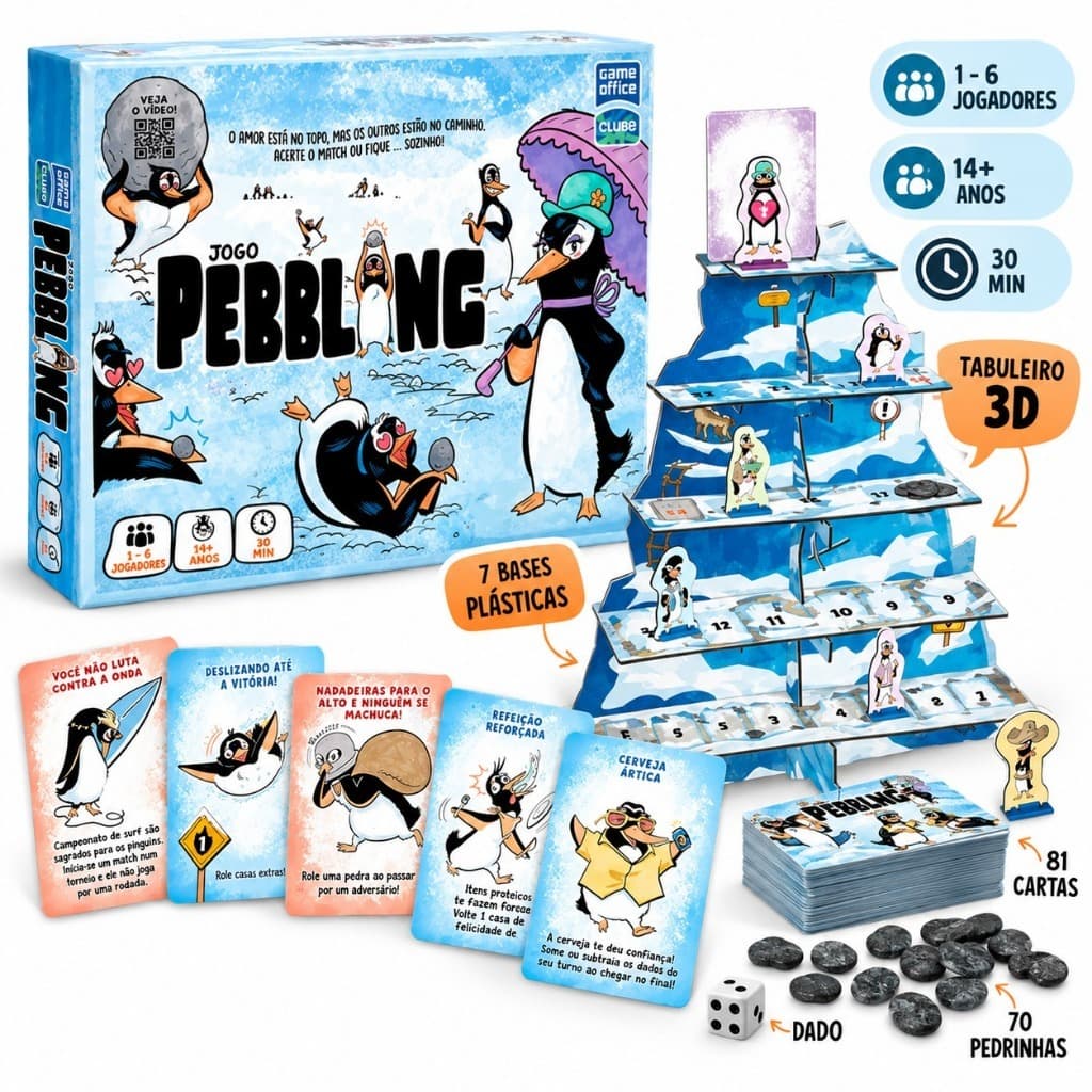 Jogo Pebbling - Toyster - Jogos de tabuleiro - em familia- educativo - brinquedo jogo pinguim - Game office