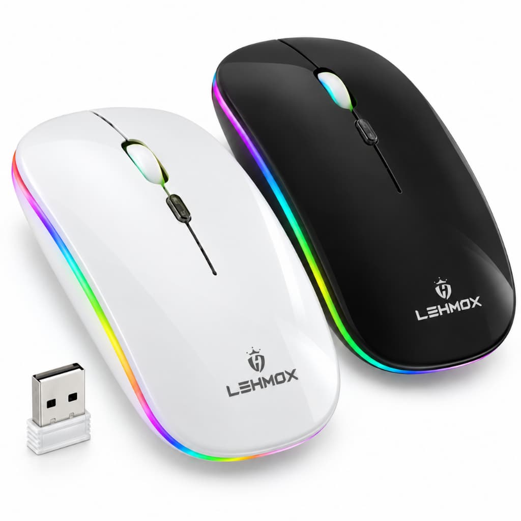 Mouse Sem Fio Recarregável Lehmox LEY-180 2.4GHz RGB DPI 1600 USB Cor Sortida