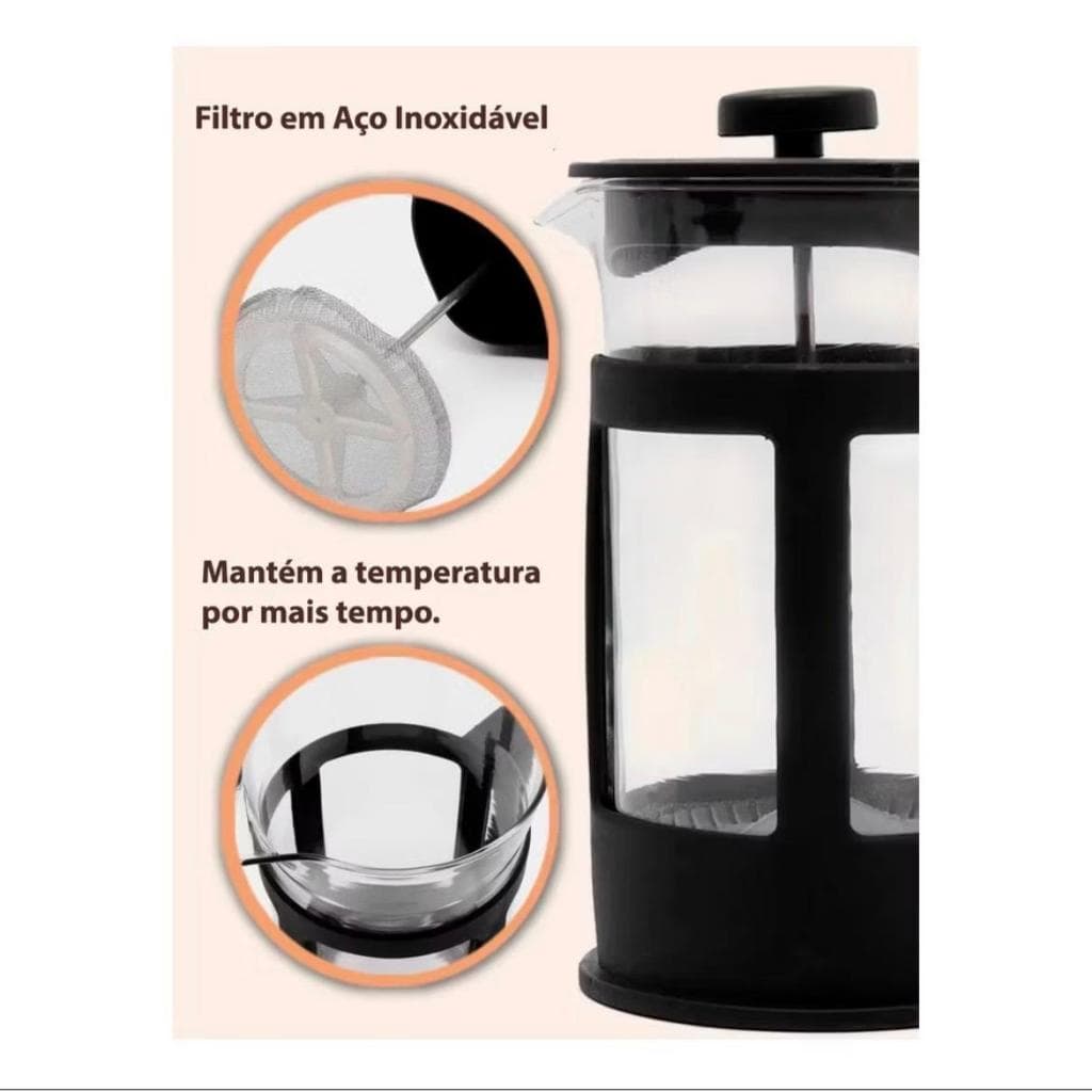 Cafeteira Prensa Francesa Café Expresso Leite Cremoso Cremeira 300 ML.
