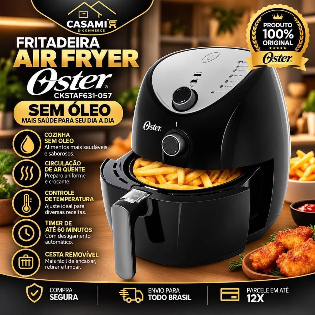 Fritadeira Air Fryer Sem Óleo Ckstaf631-057 Preta Oster