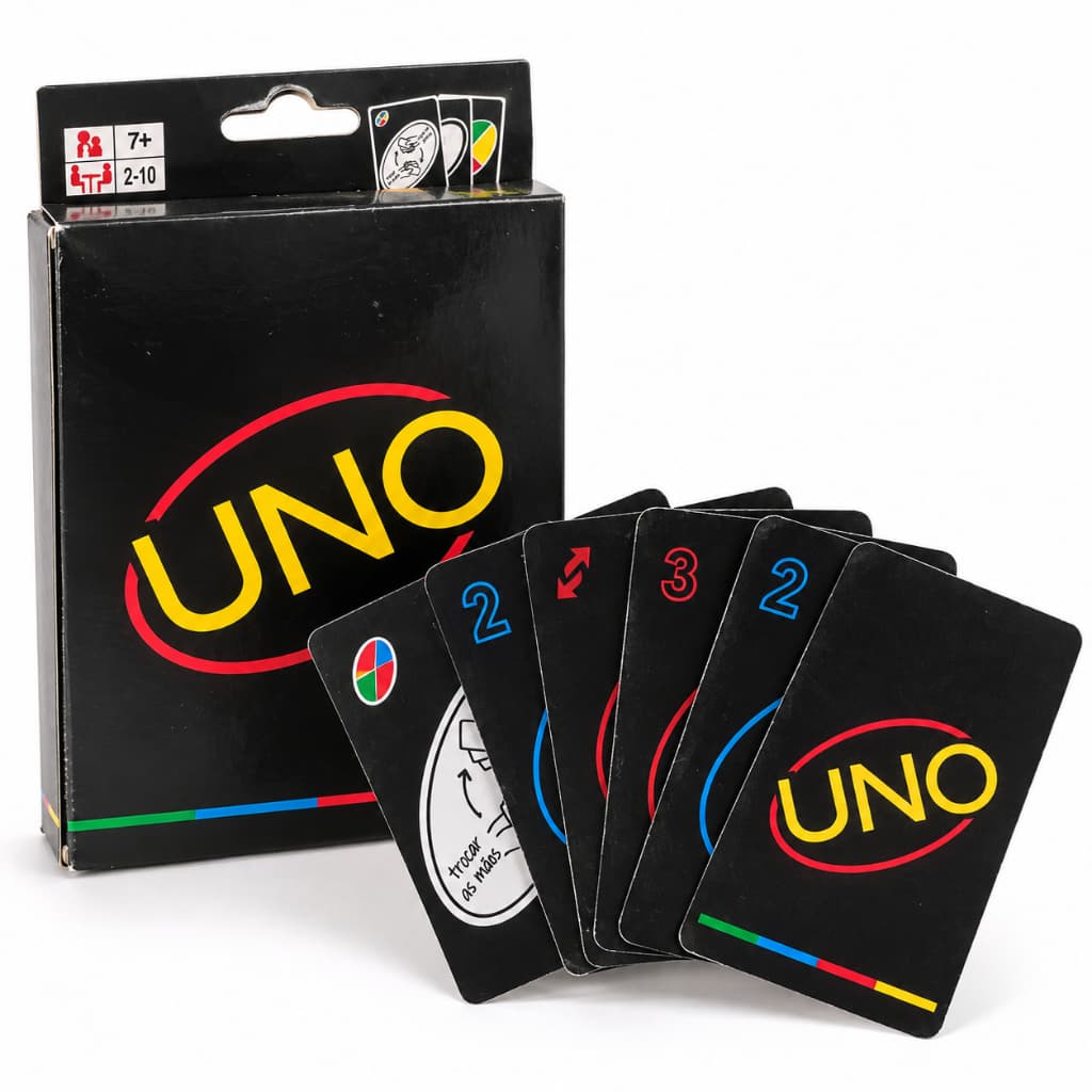 UNO Minimalista Preto Jogo de Cartas 110 Cartas Baralho Black para Família e Amigos