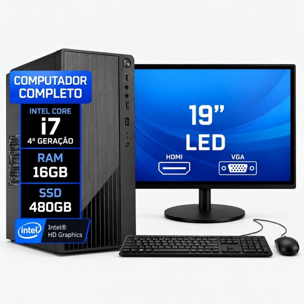 Computador Completo Intel I7 4ª Geração 16gb Ssd 480gb