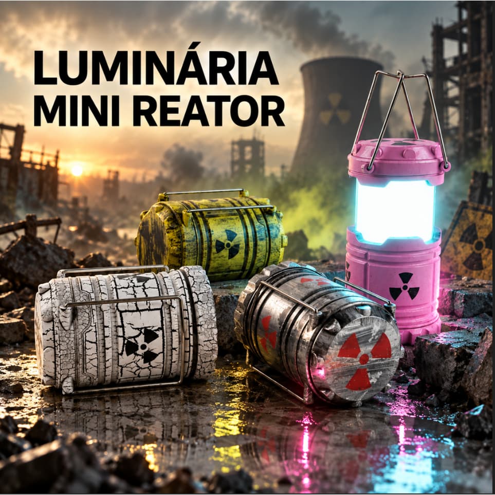 Lanterna Decorativa Reator Nuclear LED Difusor Luz Ambiente Luminaria Decoração Moderna