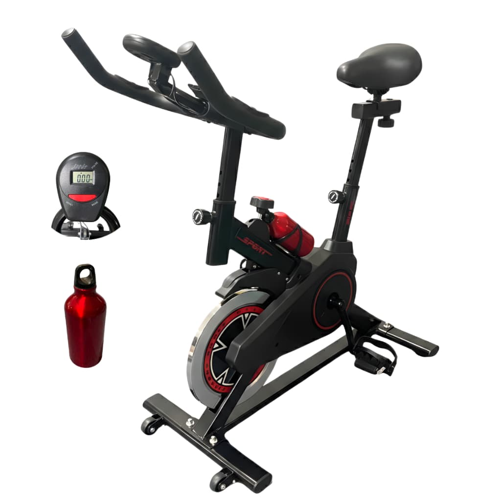 VMStark Bicicleta Ergométrica Spinning Fitness Inércia 4kg Bike Academia Musculação Preto/Vermelho