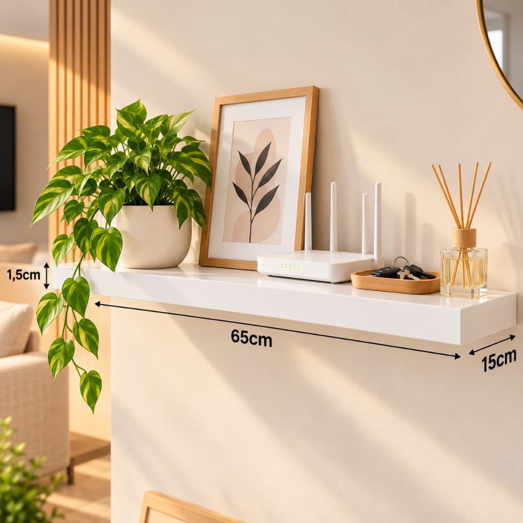 Prateleira De Parede Com Suporte Invisível Em MDF 15mm Para Roteador Sala Quarto Cozinha E Escritório