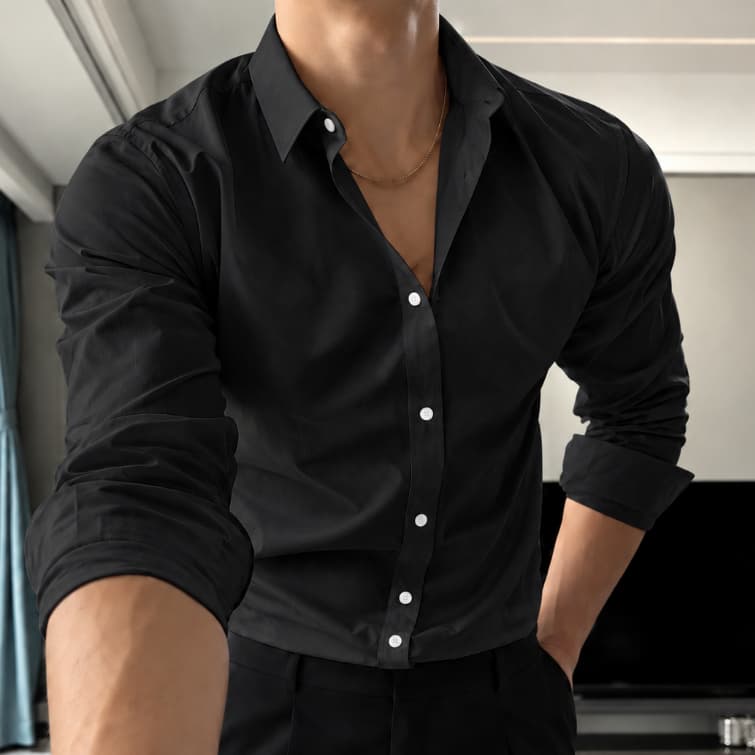 Camisa Social Masculina Slim Fit Manga Longa com Caimento Moderno Old Money Fresca Elegante Passa Facil Confortavel