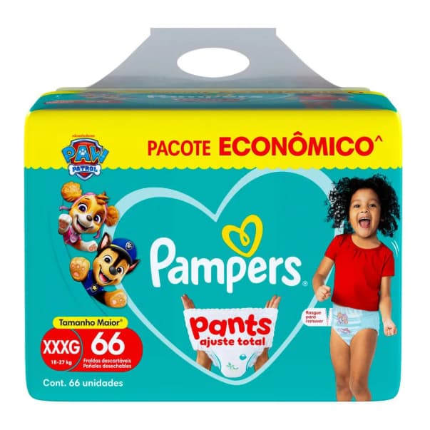Fraldas descartáveis Pampers ajuste total XXXG 66 unid