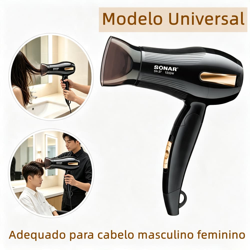 Secador De Cabelos Dobrável Quente Ar Frio Temperatura Hot  Ar Frio Potente Secador De Cabelo Profissional Quente 1500W