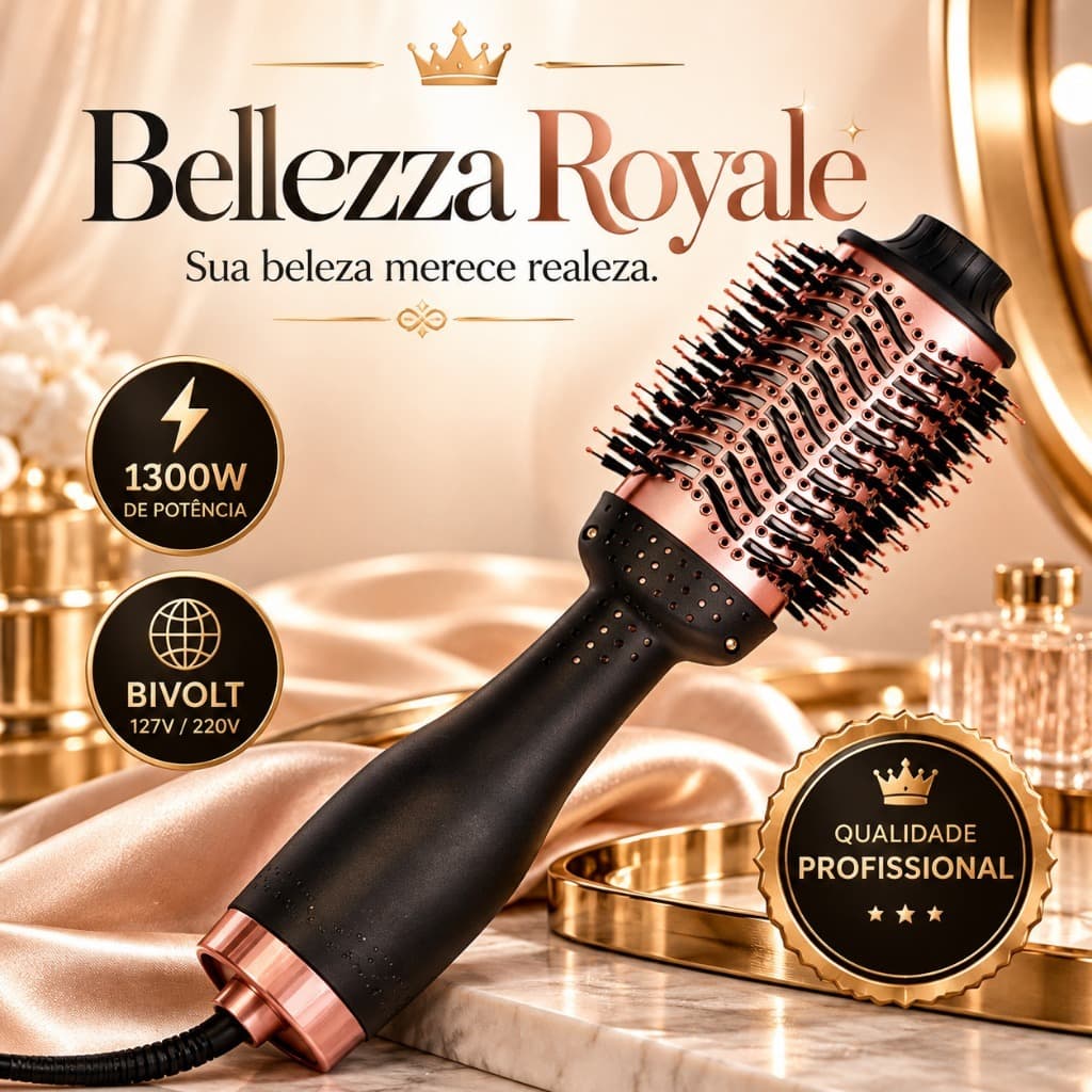 Escova Secadora Cabelo Profissional Bivolt 1300w Alisadora Modeladora Volume Brilho