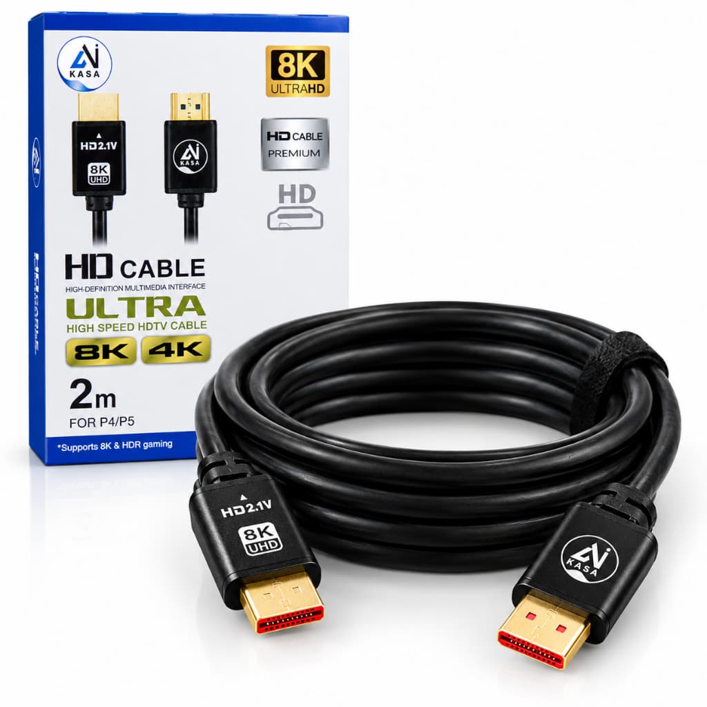 Cabo HDMI 2.1 Ultra HD 8K 4K 2m Premium HDR VRR ALLM eARC 120Hz PS5 PS4 Xbox TV Monitor Gamer PC