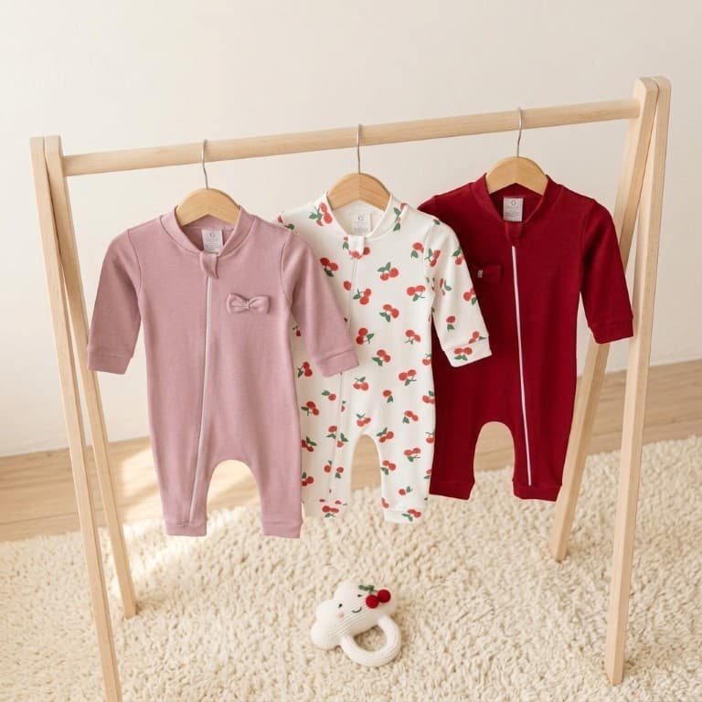 Macacão com Zíper Bebê Menina Menino Kit 3 Peças 100% Algodão RN ao G Enxoval de Bebê Roupas Premium