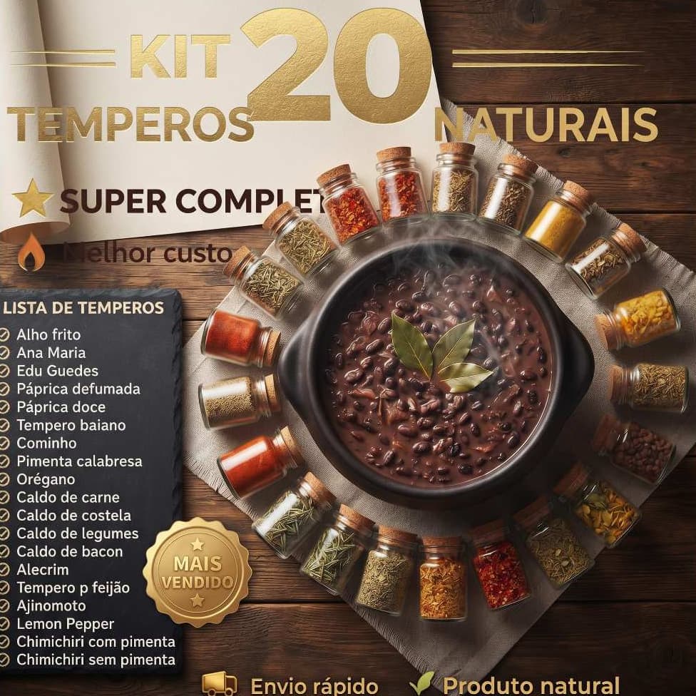 Kit 20 Temperos e Condimentos - Super Completo - Envio Já