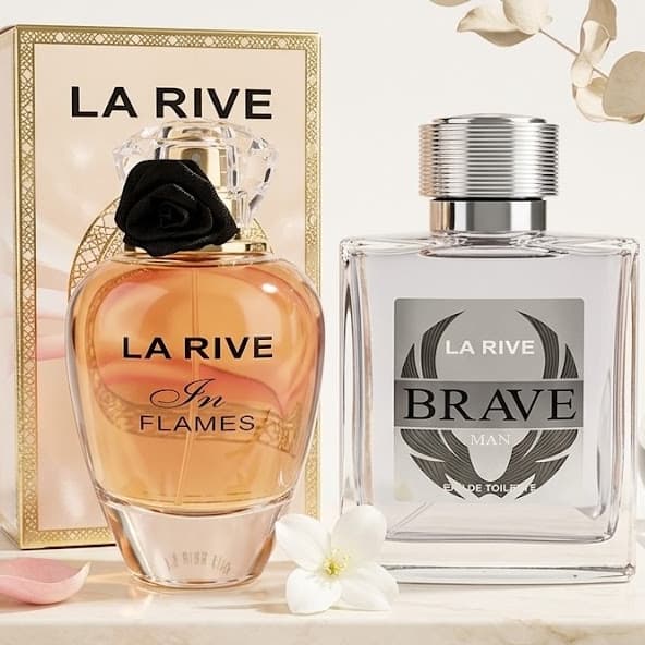 Kit 2 Perfumes Importados La Rive Brave Masculino 100ml e In Flames Feminino 90ml Casal