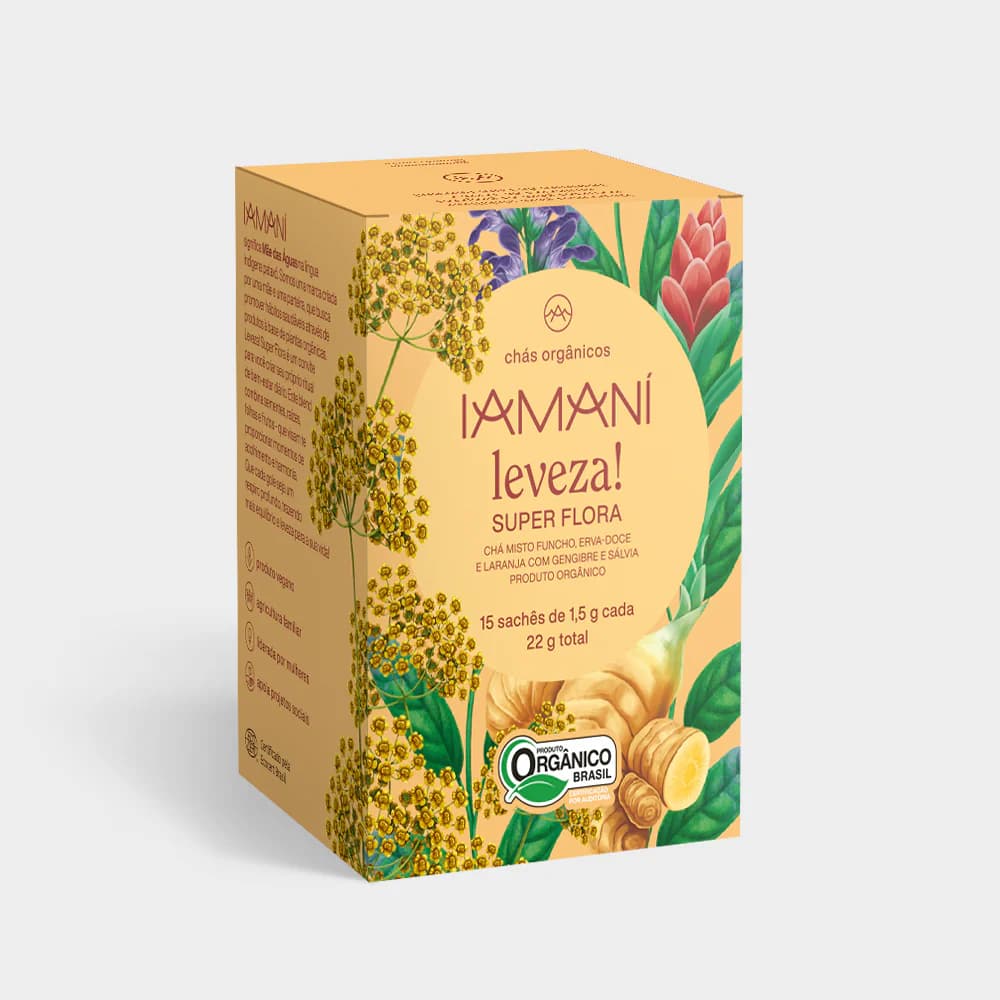 Chá Orgânico Leveza! Super Flora/Boa Digestao - 15 saches Iamani