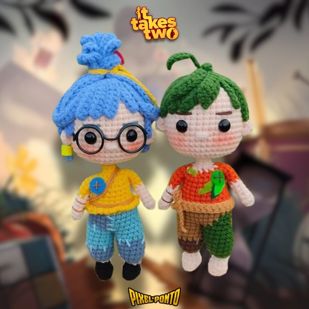 Kit Amigurumi It Takes Two Cody e May Crochê Casal Premium 15cm Jogo Geek Colecionável