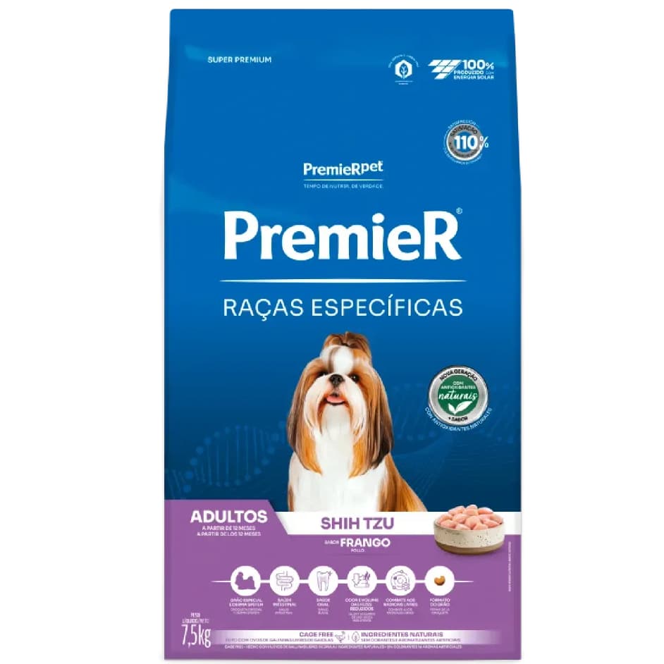 Ração Premier Raças Específicas Cães Adultos Shih Tzu Frango 7,5kg