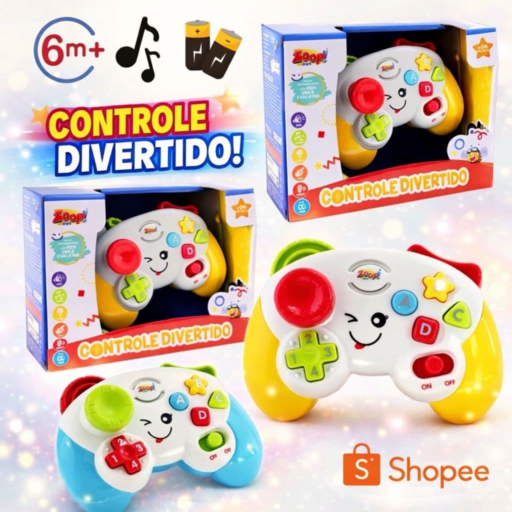 Controle Divertido, Controle de Videogame Bebê, Criança Divertida com Som e Luz, Didático, Educativo