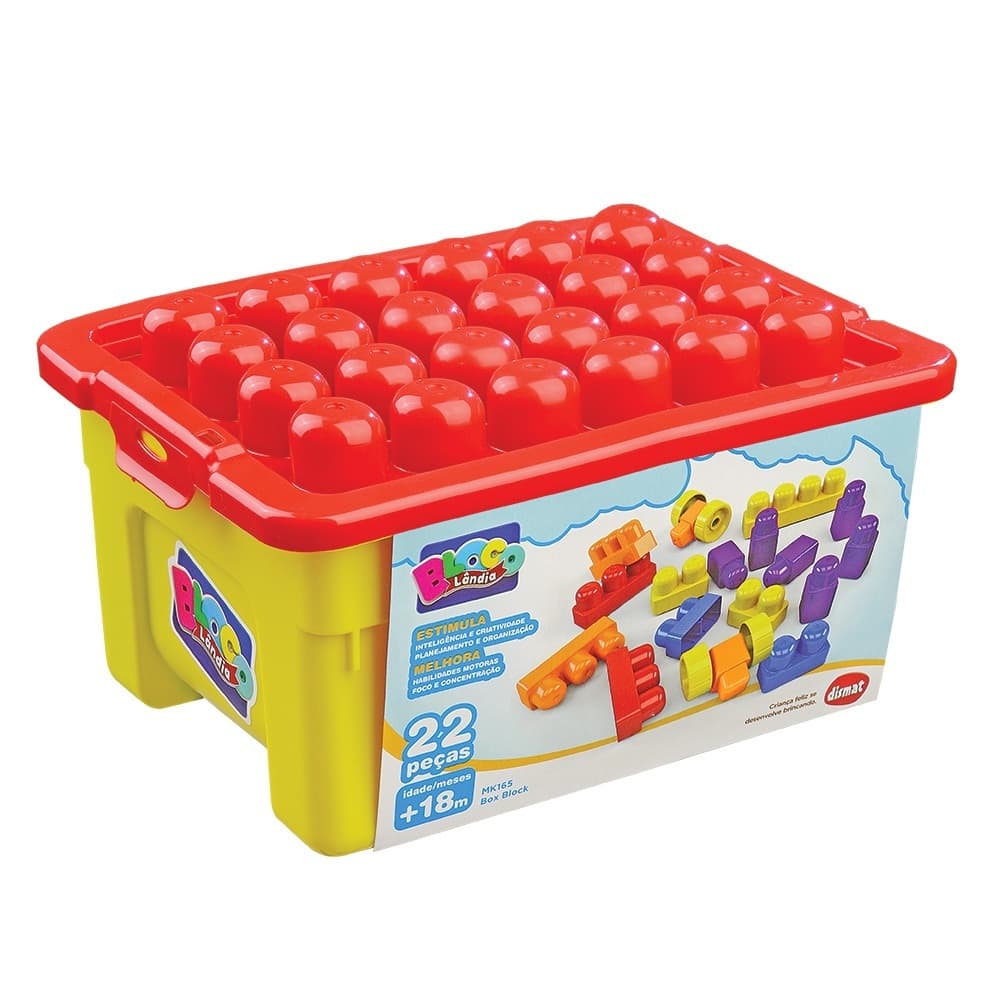 Box Block  BLOCO DE MONTAR - PEÇAS GRANDES Infantil Dismat MK165- CAIXA LE GO GRANDE BEBÊ  educativo pedagogico