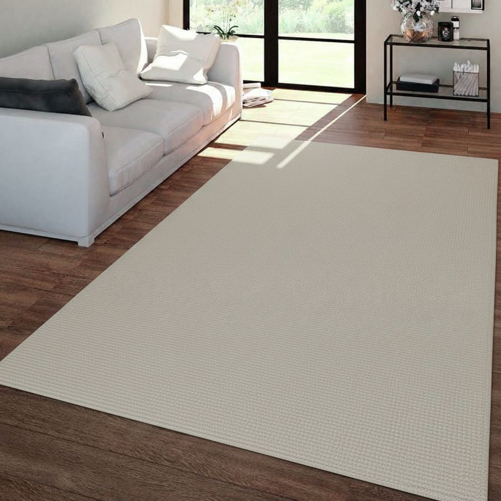 Tapete Algodão Sala Quarto Canelado 140x200cm Off White Antiderrapante