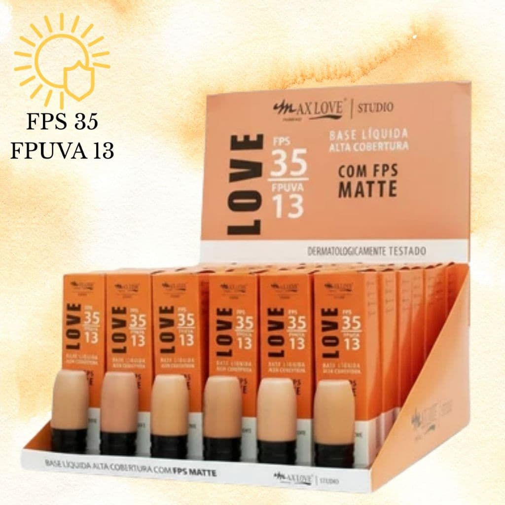 MAX LOVE BASE LÍQUIDA ALTA COBERTURA COM FPS35 E FPUVA13