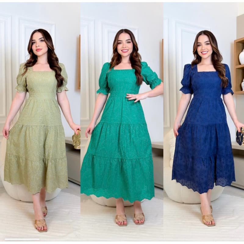vestido Valéria lese liso, vestido midi vestido evangélico moda cristã vestido modesto