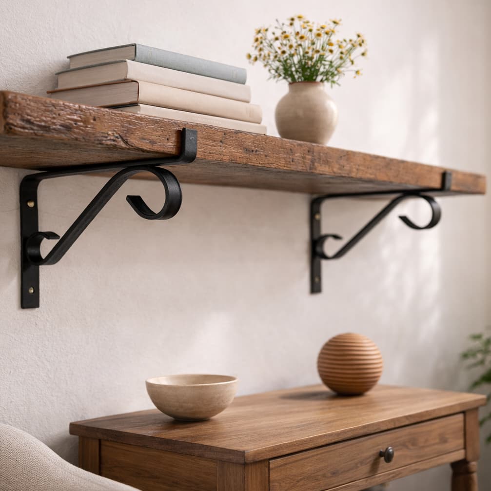 2 Mão Francesa Decorativa Parede Suporte Para Prateleira Ferro Industrial Reforçado  20cm 26cm 30cm