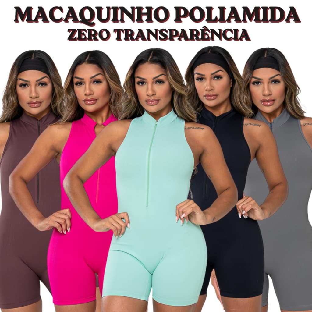Macaquinho Virginia Poliamida Zero Tranparência Academia Treino Cross Fitness