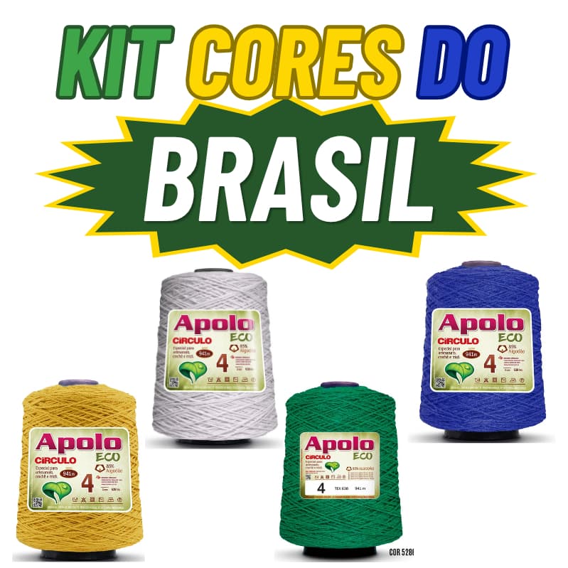 KIT BRASIL 2un - Barbante Apolo Círculo N4 de 915m 600g para crochê, macramê e artesanato durável.