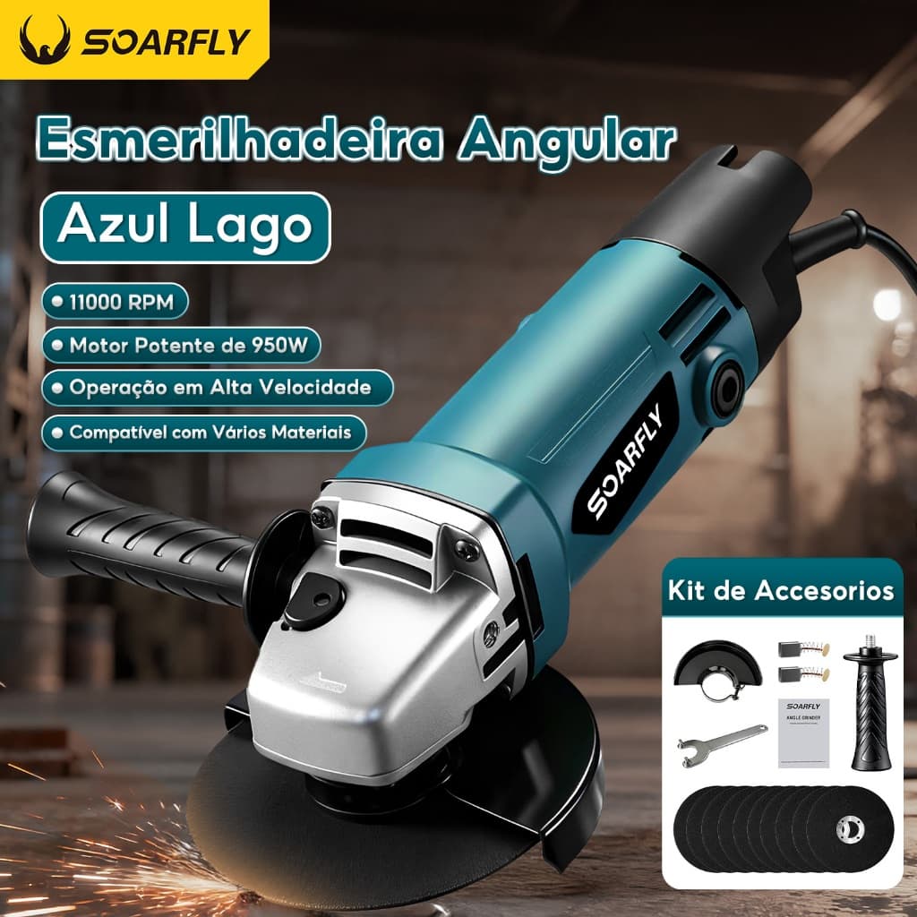 Esmerilhadeira Lixadeira Angular 115mm 950w 4.1/2 11000rpm SOARFLY