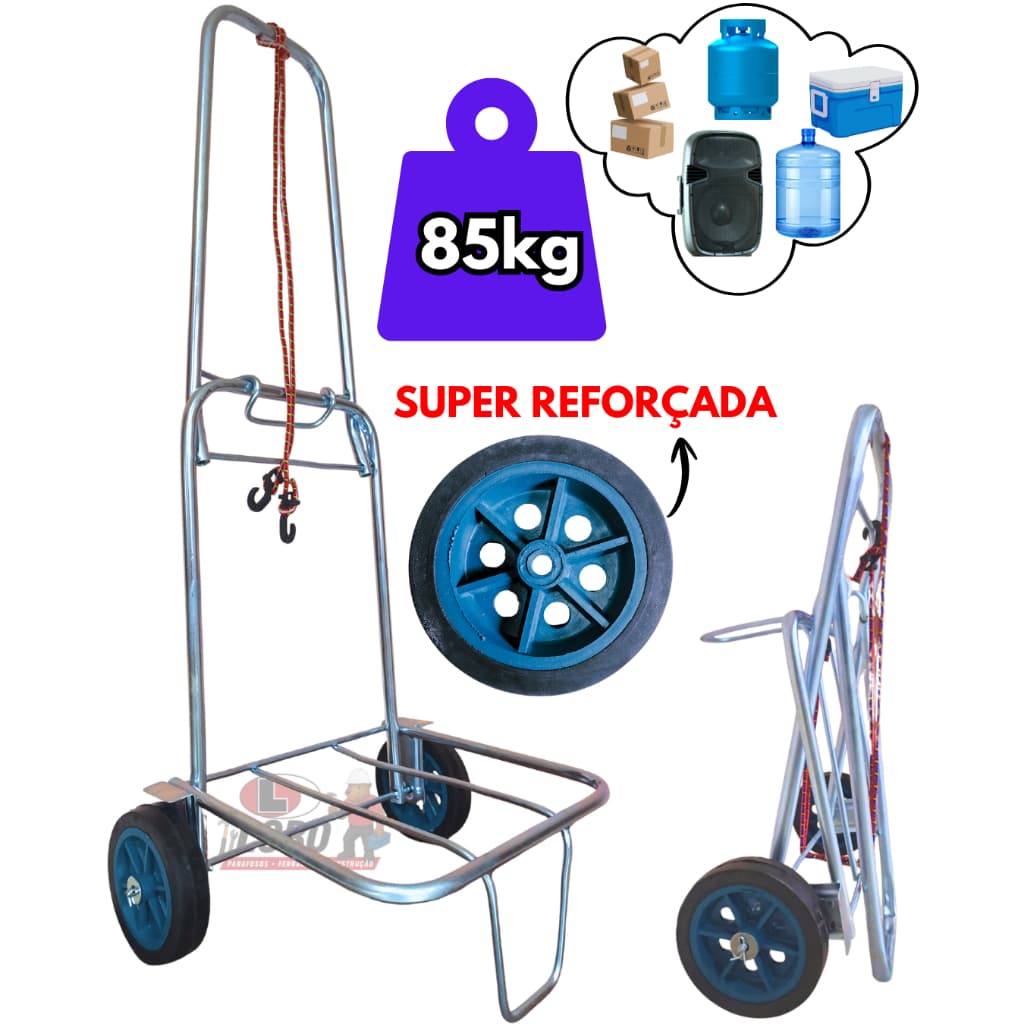 Carrinho De Mão DobráveL bagagem 85kg carga para Maleiro Caixa Térmica Cooler Praia Feira Sacoleira Compra