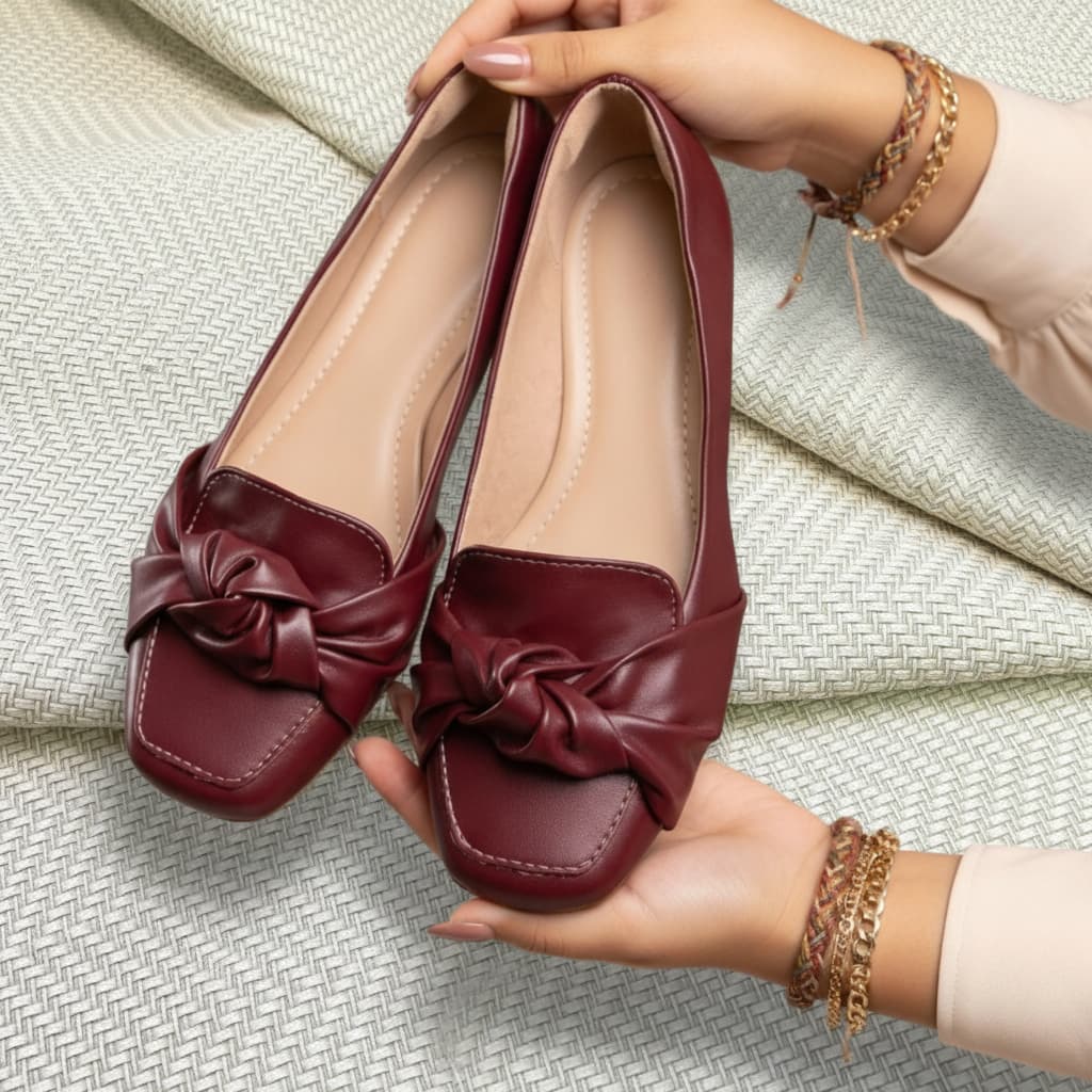 Mocassim Feminino Marsala Bico Quadrado Confortavel Sapato Calçado Sapatilha Feminina