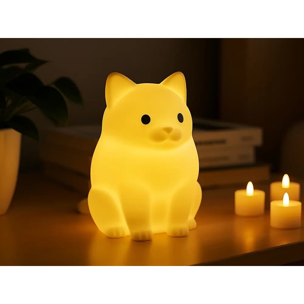 MINI Luminária Infantil Gatinho Vela LED/decoração para quarto de criança/luminária fofa/decoração quarto de bebê