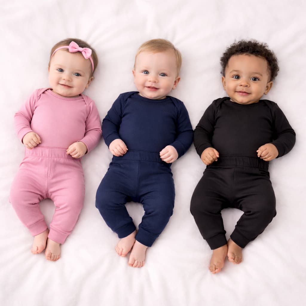 Kit 4 Peças de Roupa de Bebê - 2 Conjuntos Térmico Bebê Menino e Menina - Body Manga Longa + Calça
