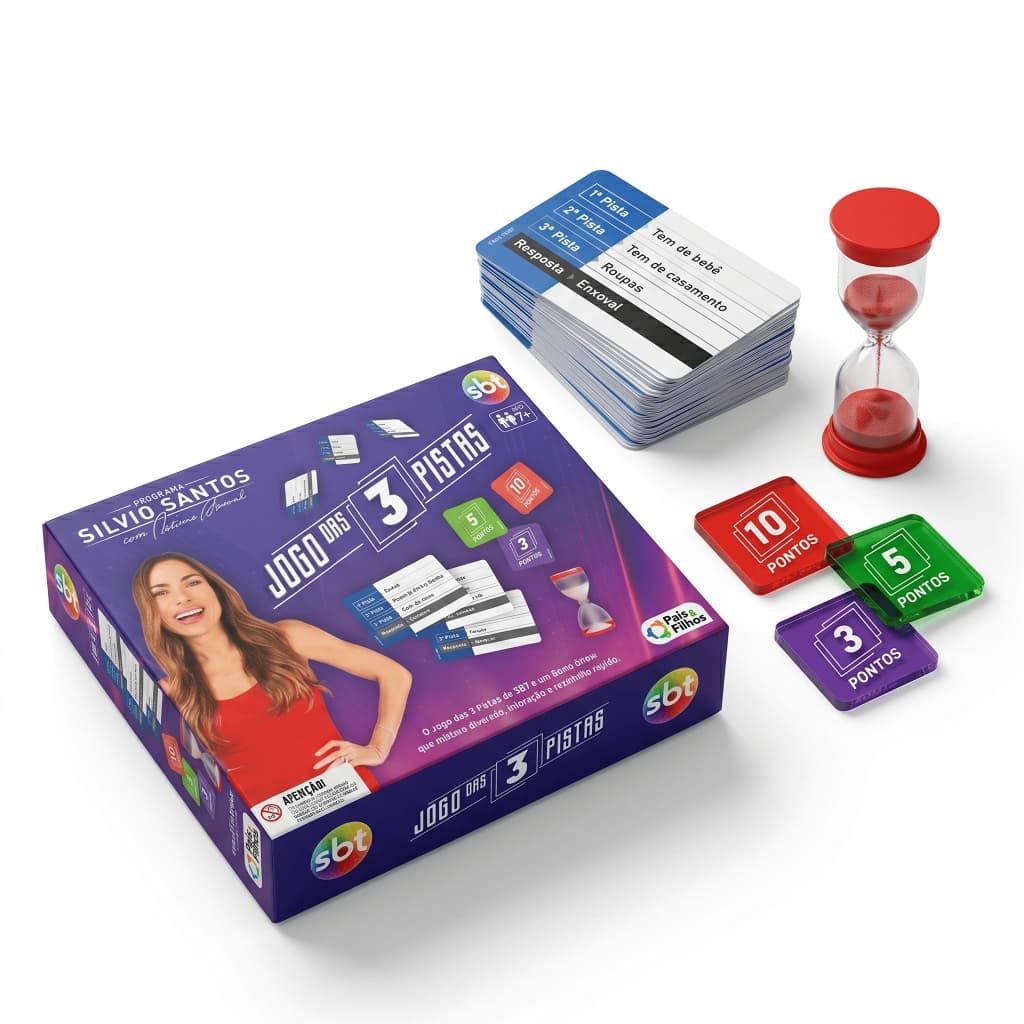 Jogo De Tabuleiro Das 3 Pistas SBT Original Jogo de Cartas Brinquedo Interativo Família