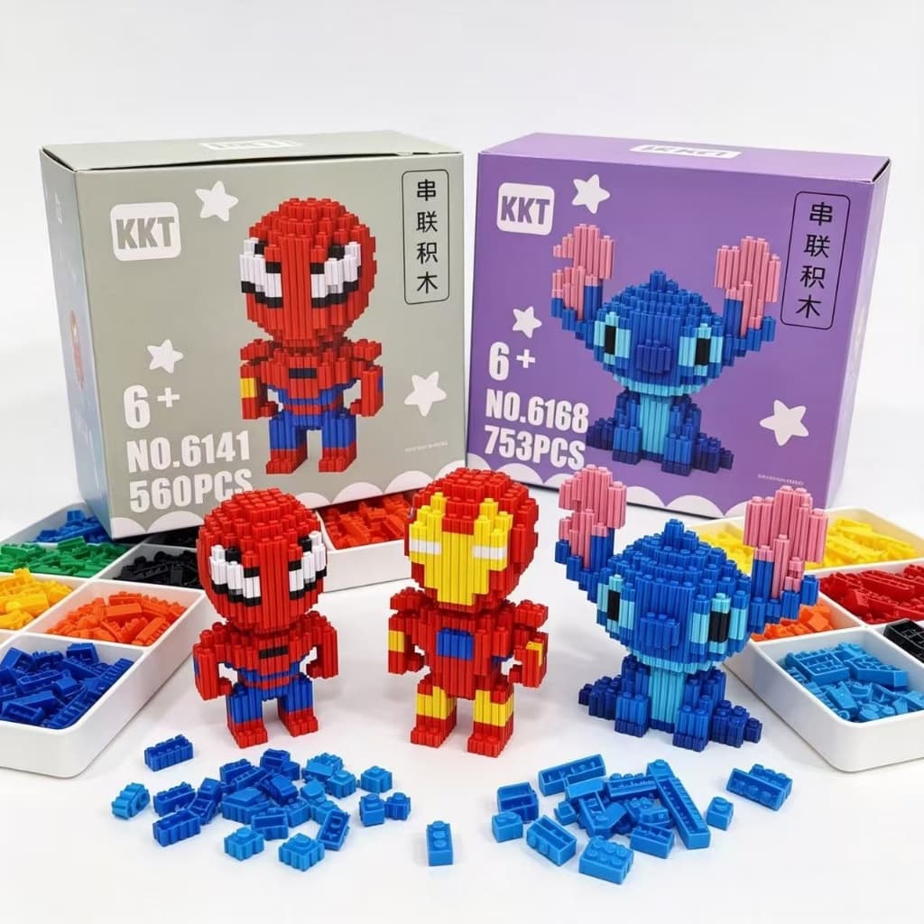 Brinquedo de Blocos de Montar Educativo Personagem Azul para Crianças Ideal para Festas e Presentes
