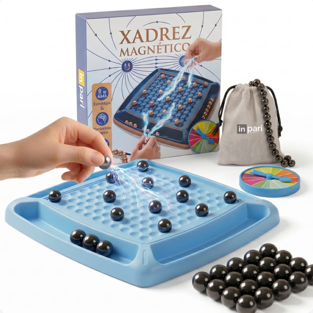 Jogo De Xadrez Tabuleiro Magnético Lógica Estratégia Esferas Com Imã Brinquedo De Familia