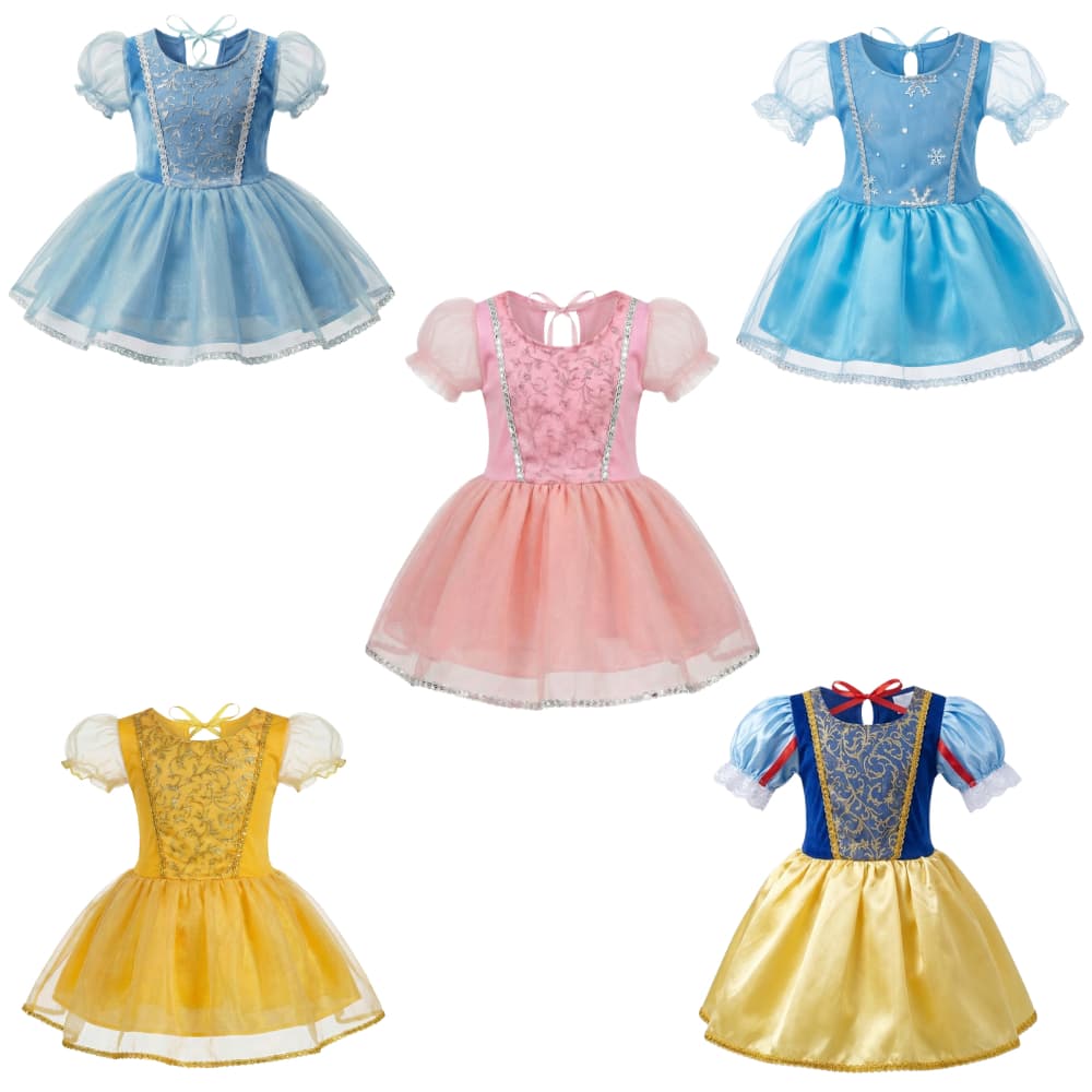 Vestido Bebê Mesversário Tematico de Princesas Fantasia Roupa Infantil Menina Newborn