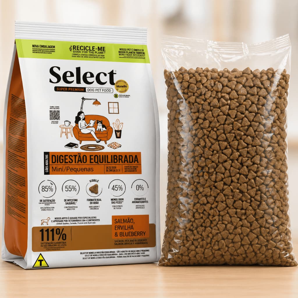 Ração Super Premium para Cachorro Pequenos Salmão Select Monello Digestão Equilibrada a Granel