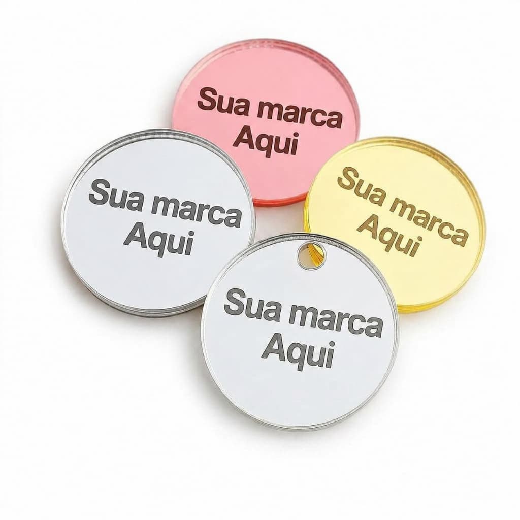 Kit 30 Tags Plaquinhas em Acrílico Espelhado Personalizadas