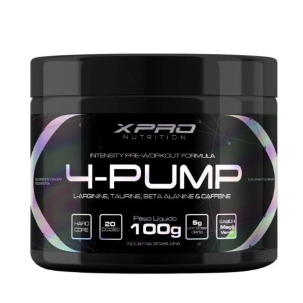 Suplemento Pré-treino XPro Nutrition 4 Pump 100g Beta-alanina Maçã Verde