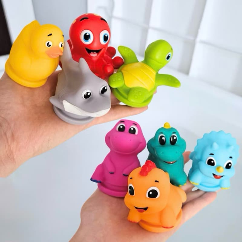 Kit 4 Brinquedos de Banho Bebê Flutuante Atóxico BPA Free Anti Mofo Banheira Piscina +6 Meses