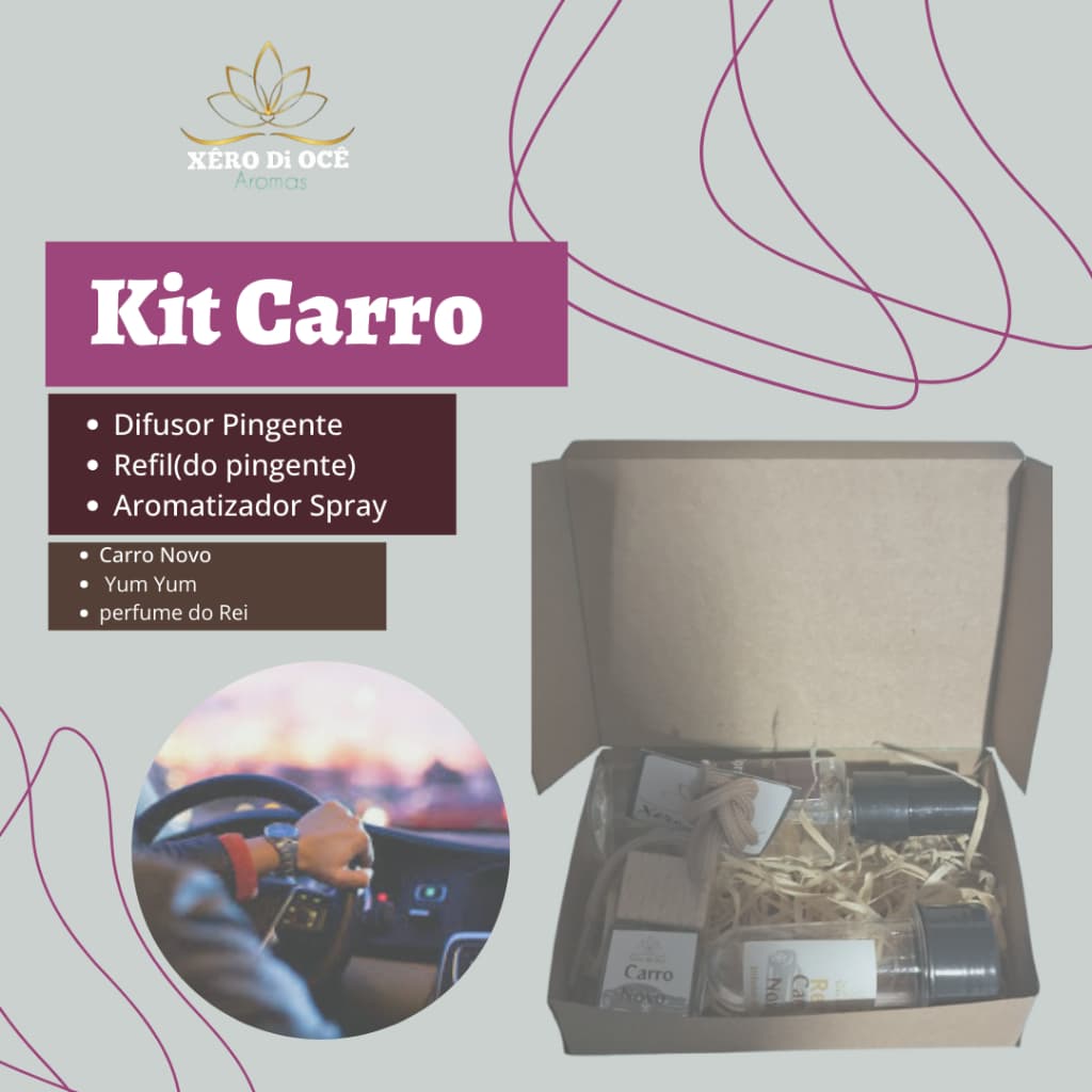 Kit Cheirinho para  Carros Difusor +Refil+Spray Aromatizador para Carro e outros ambientes