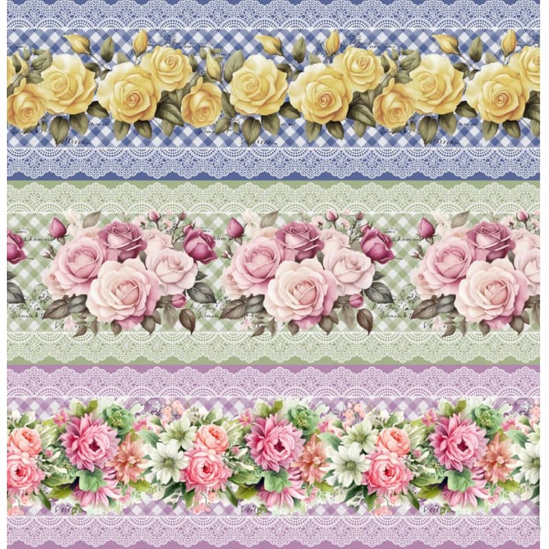 Tecido Barrado Digital Floral Colorido 10 Faixas 15cm 55x1,50m Tricoline 100% Algodão Patchwork Cozinha