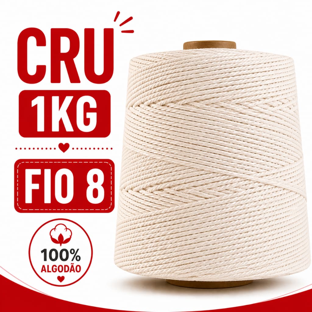 Barbante Eco Brasil Soberano 1kg Fio 8 Cru | Barbante para Crochê e Artesanato Alta Qualidade