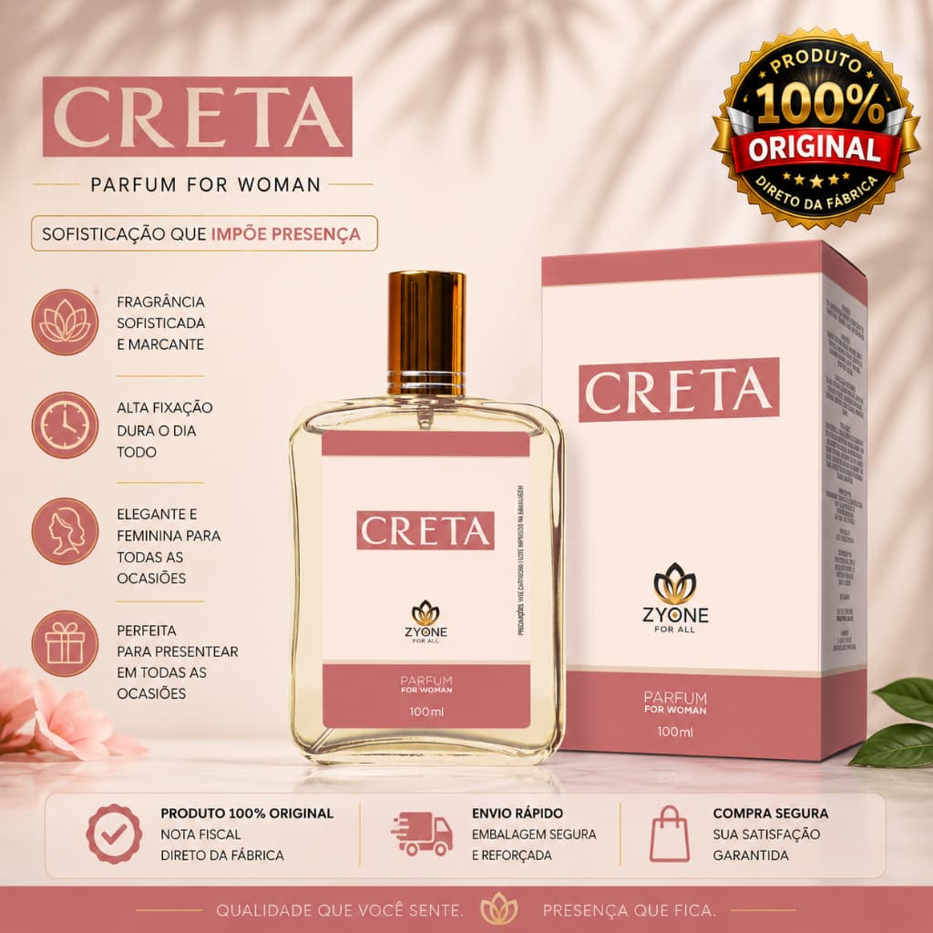 Perfume Creta Legend Feminino Zyone Alta Fixação 25% de Essência Importada Parfum